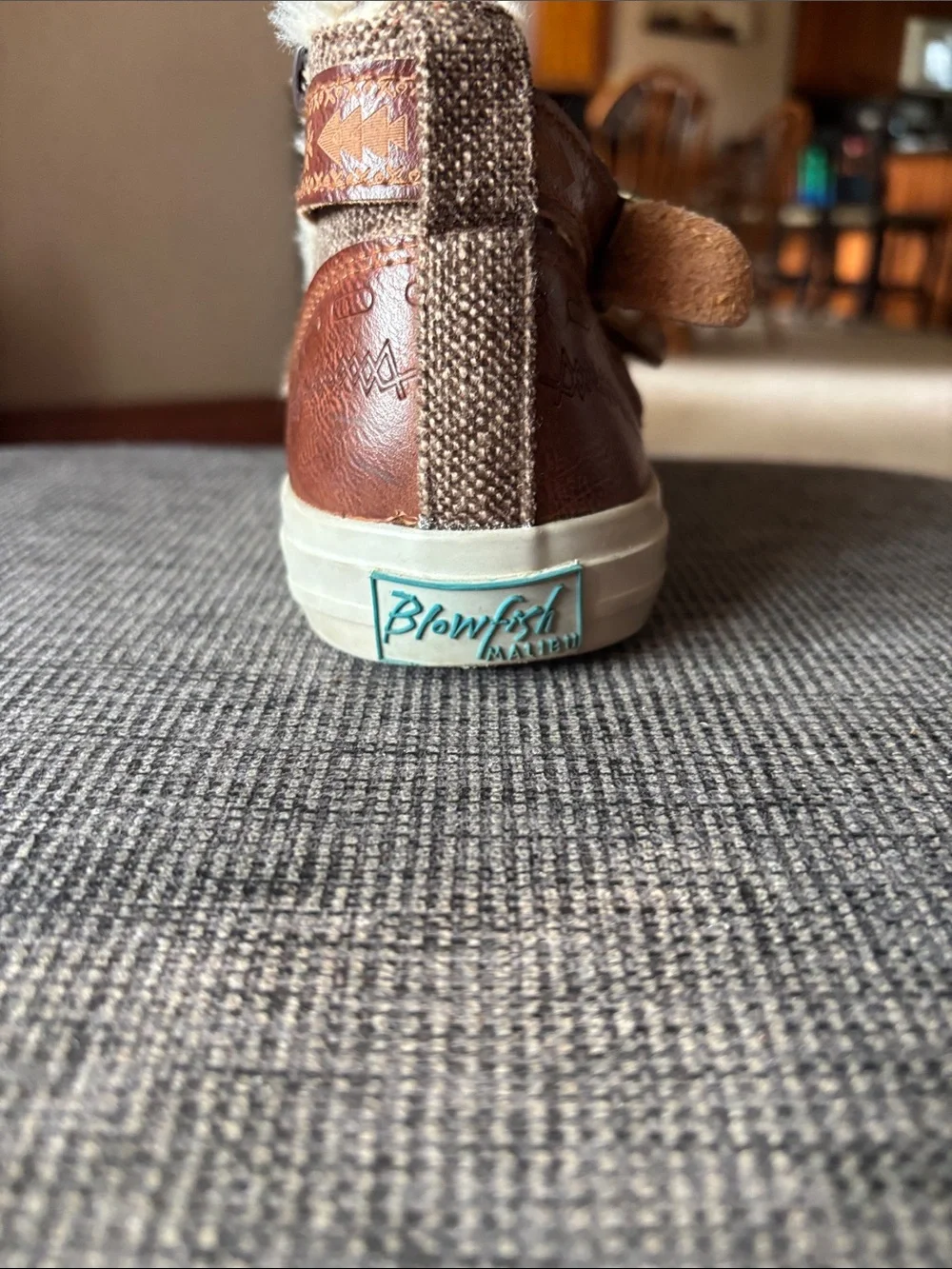 Faux-Shearling Lined Brown Ankle Booties with Buckle Detail